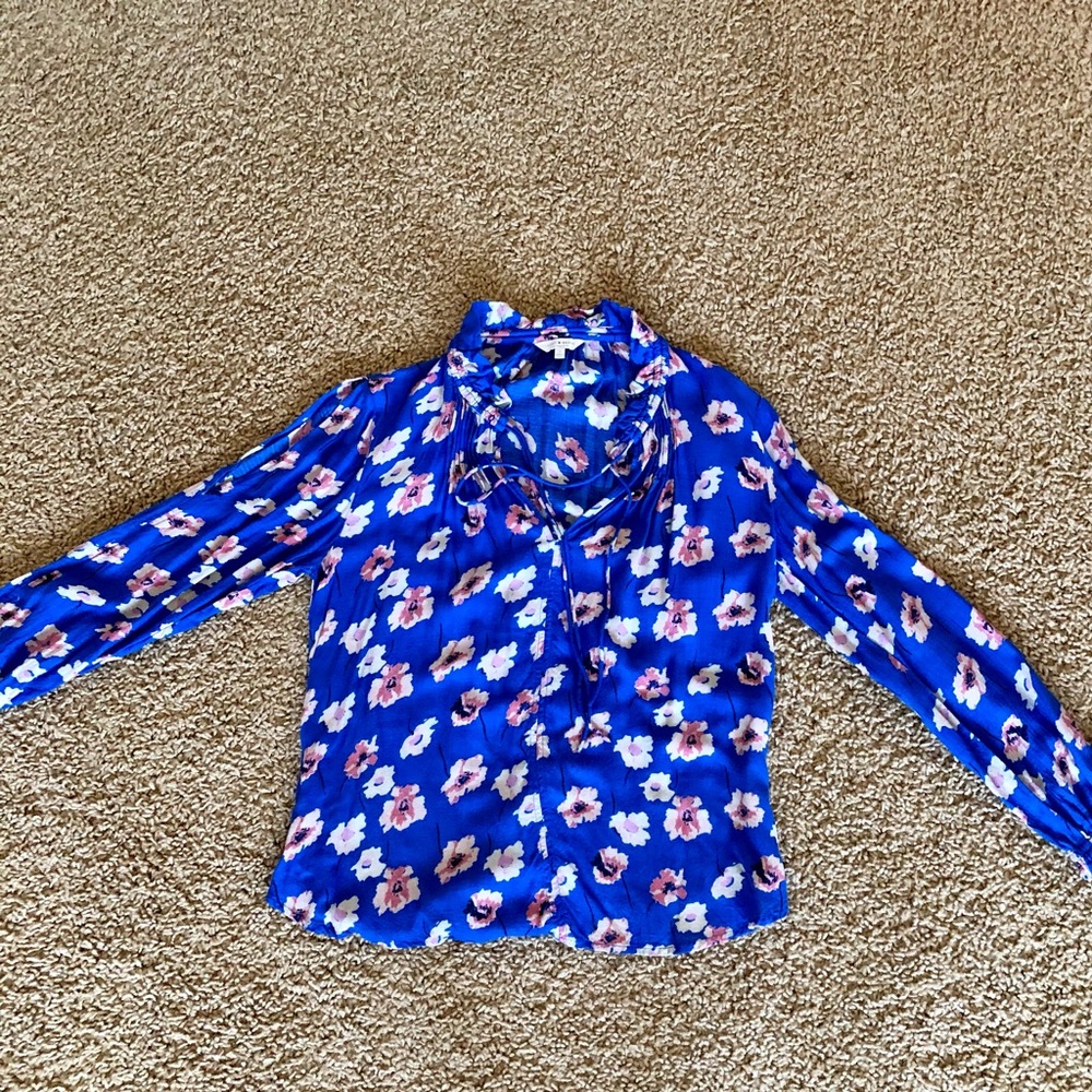 LUCKY BRAND Blue Flower Print LS Shirt Size S